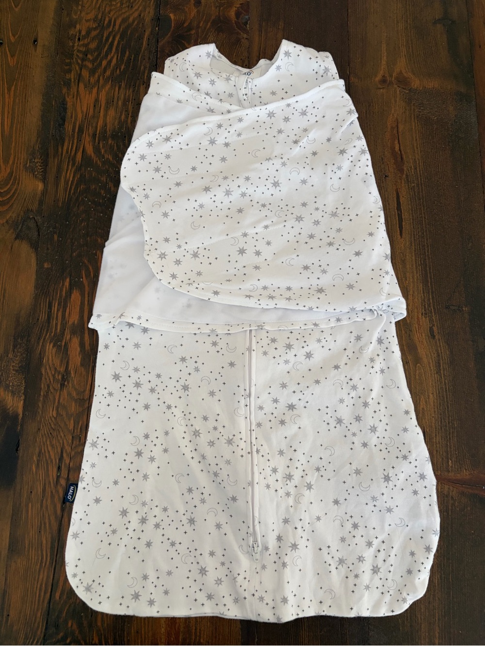 Halo White and Gray Star & Moon Sleep Sack Swaddle